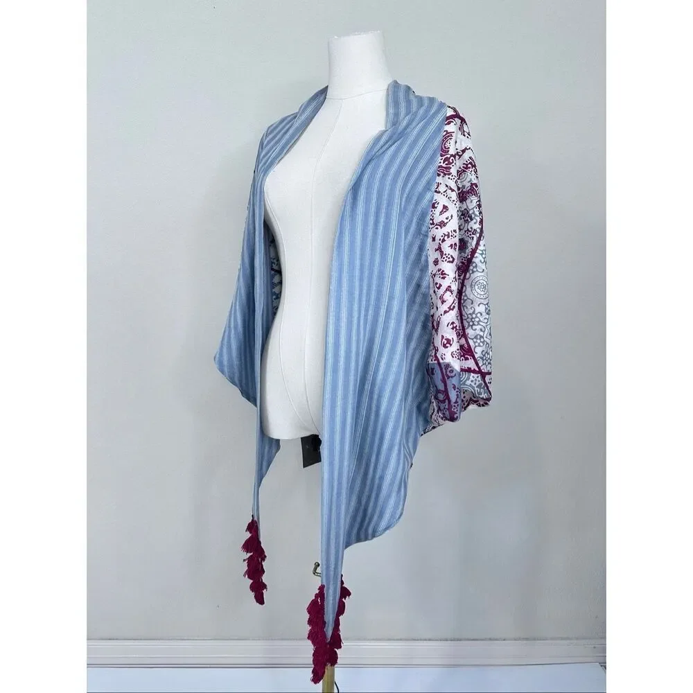 Anthropologie IDEA Plus Sonira Tassel Scarf Wrap Shawl Cotton Silk NWT $198